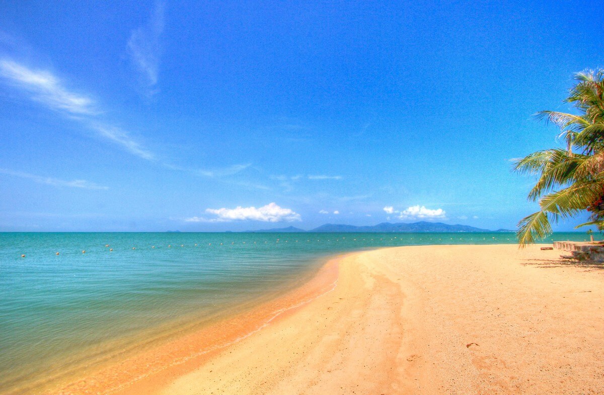 mae nam beach plage soleil palmiers mer turquoise sable doré plages de koh samui