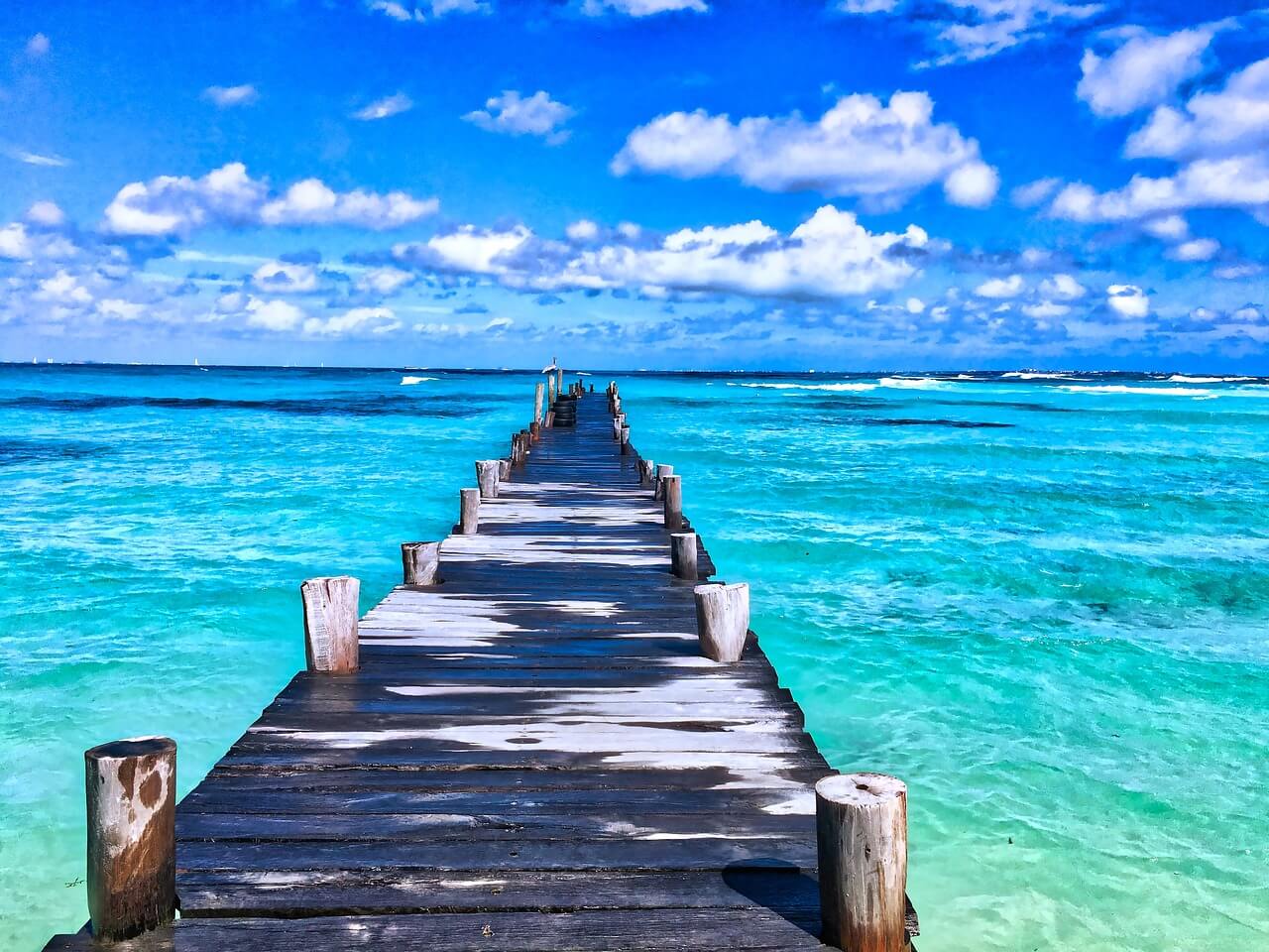 mexique mer turquoise ponton plus belles plages d'Amérique du Sud