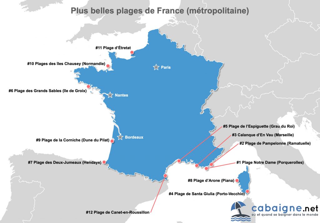 Carte des plus belles plages de France
